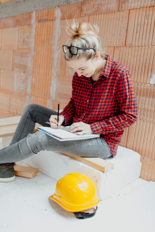 Apprenti dans un atelier technique du bâtiment